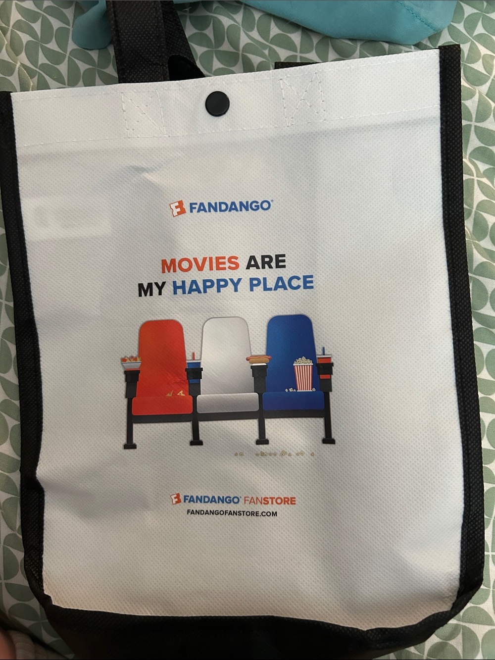 Fandango White Mini Tote Bag with Red & Blue Seat Graphic